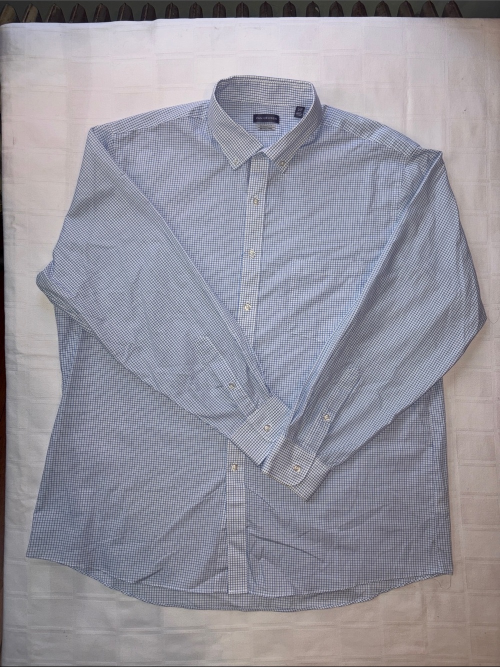 Van Heusen Light Blue Micro-Check Dress Shirt